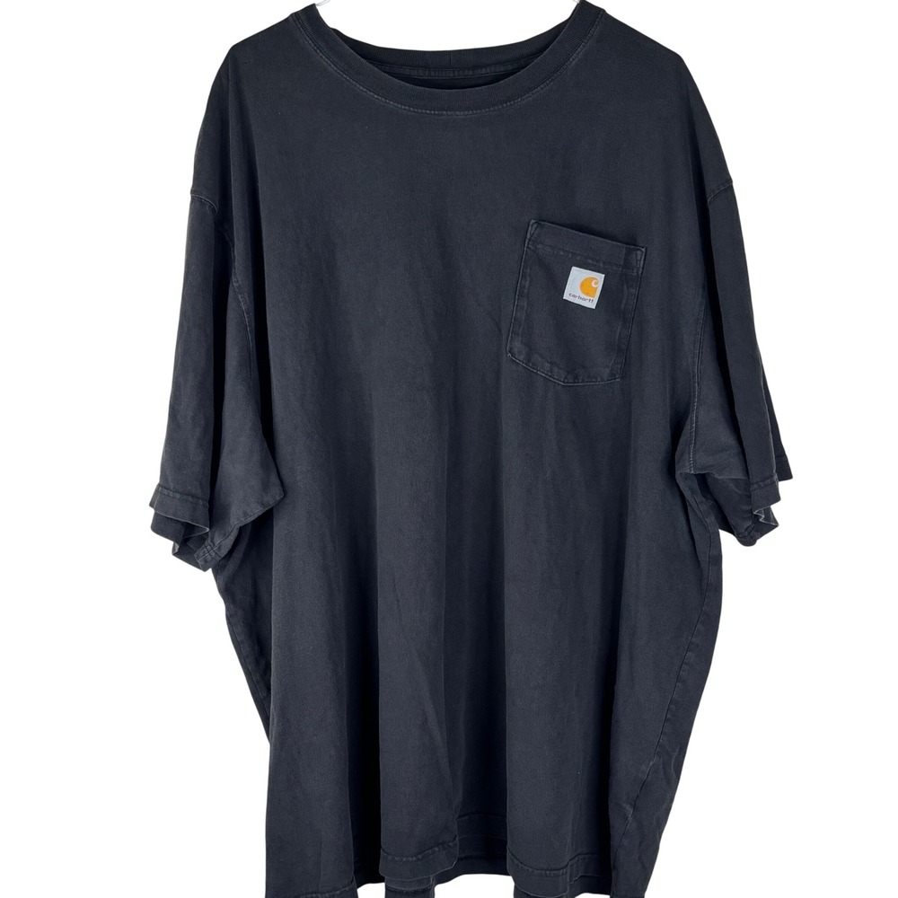 Carhartt Pocket T-Shirt K87 Mens 3XL Black Cotton Loose Fit Workwear Tee Pinhole